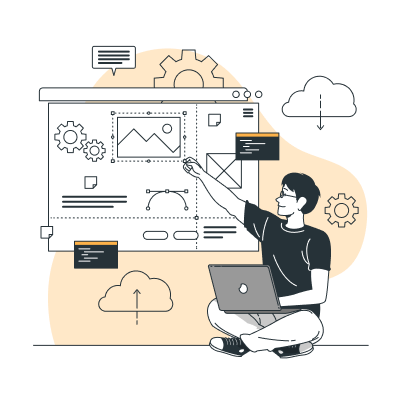 An image depicting a man wireframing